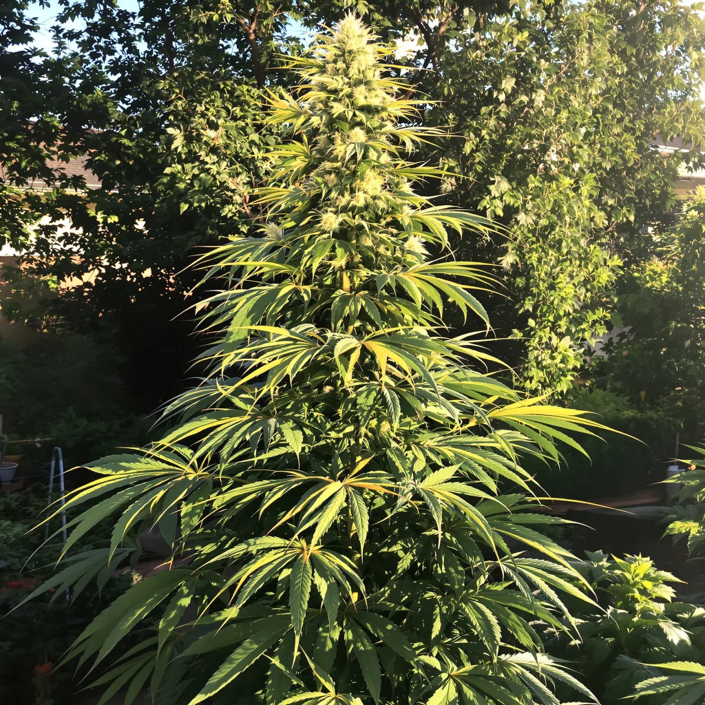 Butterscotch 14% indica / 86% sativa — flor con tricomas visibles