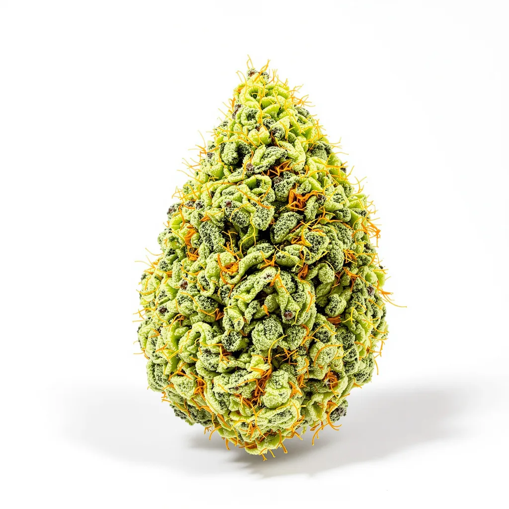 Butterscotch 14% indica / 86% sativa — flor con tricomas visibles