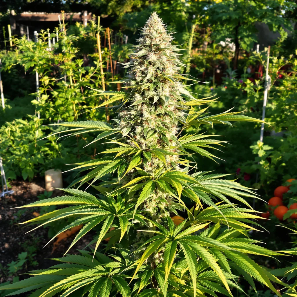 C4 50% indica / 50% sativa — flor con tricomas visibles