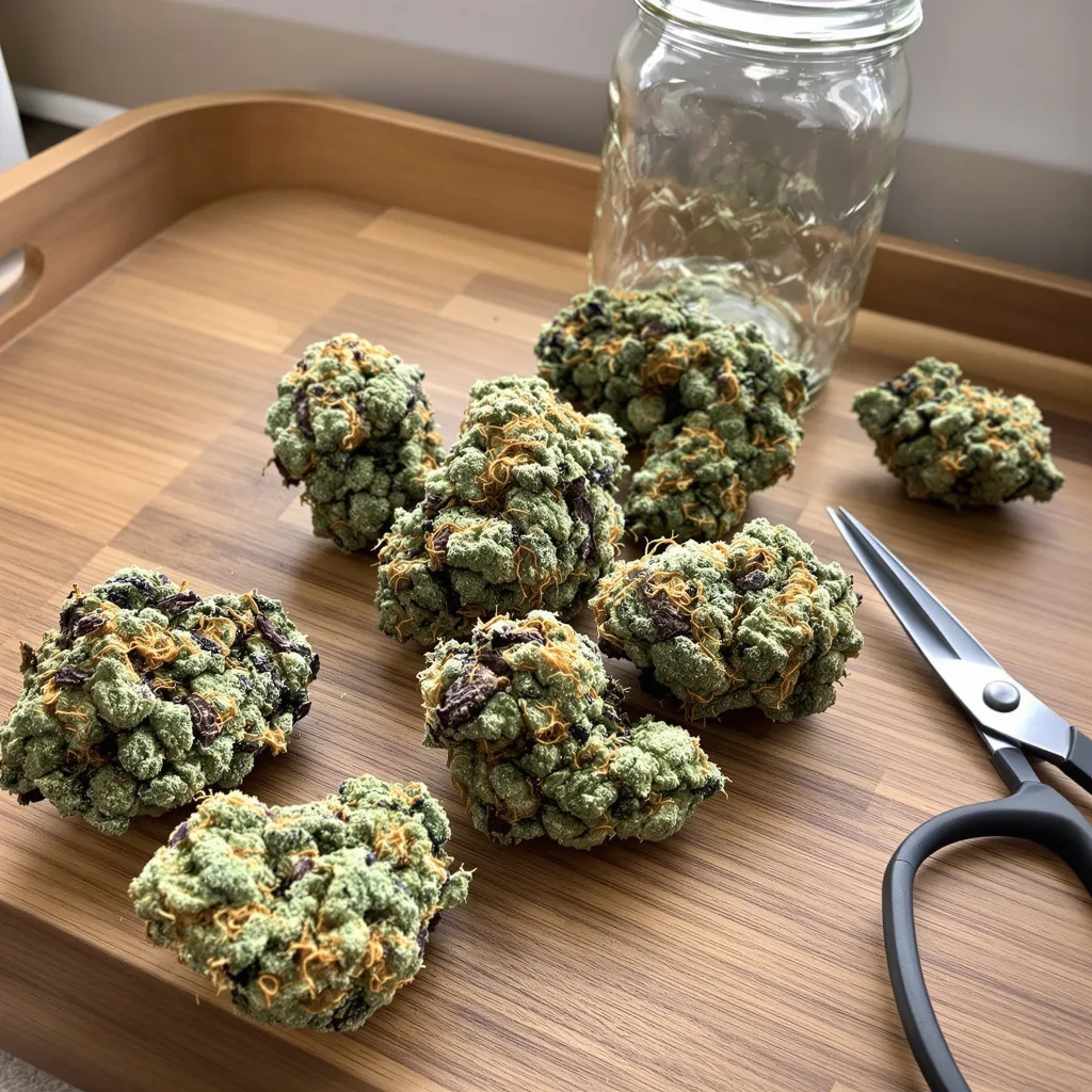 Cadillac Purple 60% indica / 40% sativa — flor con tricomas visibles