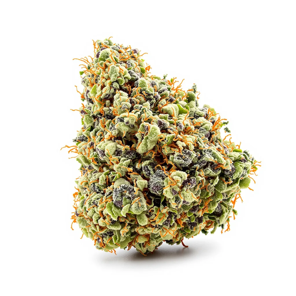 Cadillac Purple 60% indica / 40% sativa — flor con tricomas visibles