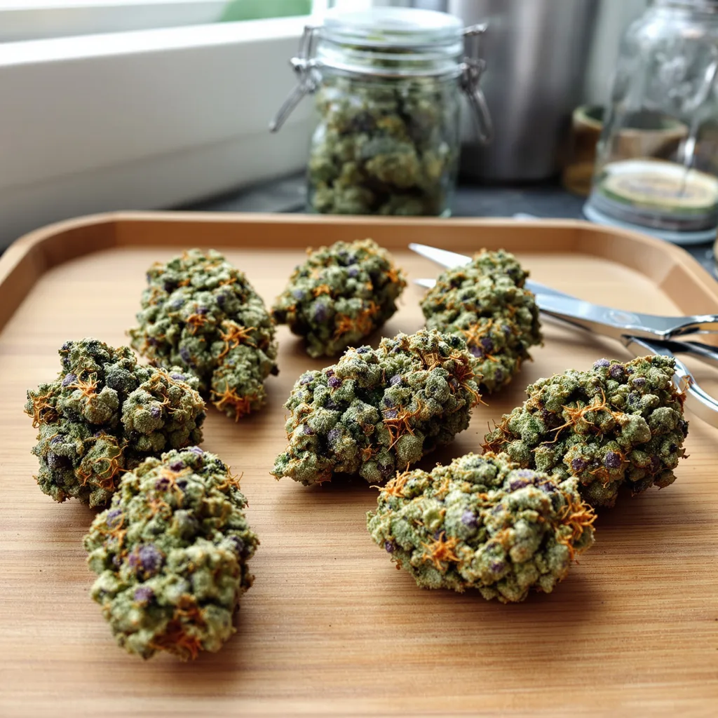 Cali Jack 36% indica / 64% sativa — flor con tricomas visibles