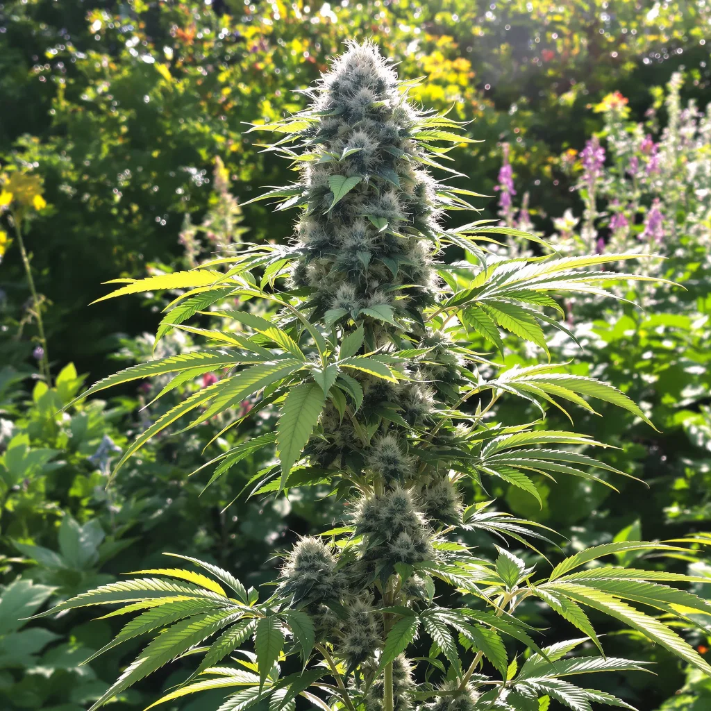 Cali Jack 36% indica / 64% sativa — flor con tricomas visibles