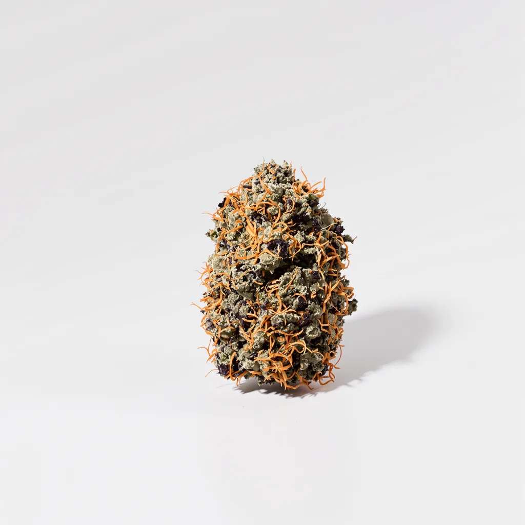 Cali Kush 90% indica / 10% sativa — flor con tricomas visibles
