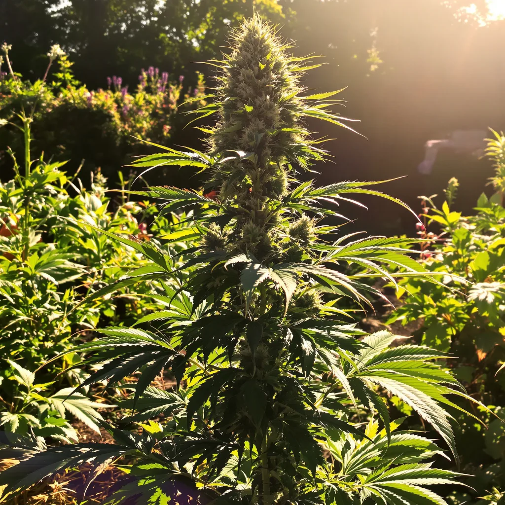 California Grapefruit 39% indica / 61% sativa — flor con tricomas visibles