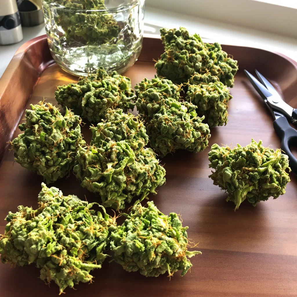 California Love 30% indica / 70% sativa — flor con tricomas visibles