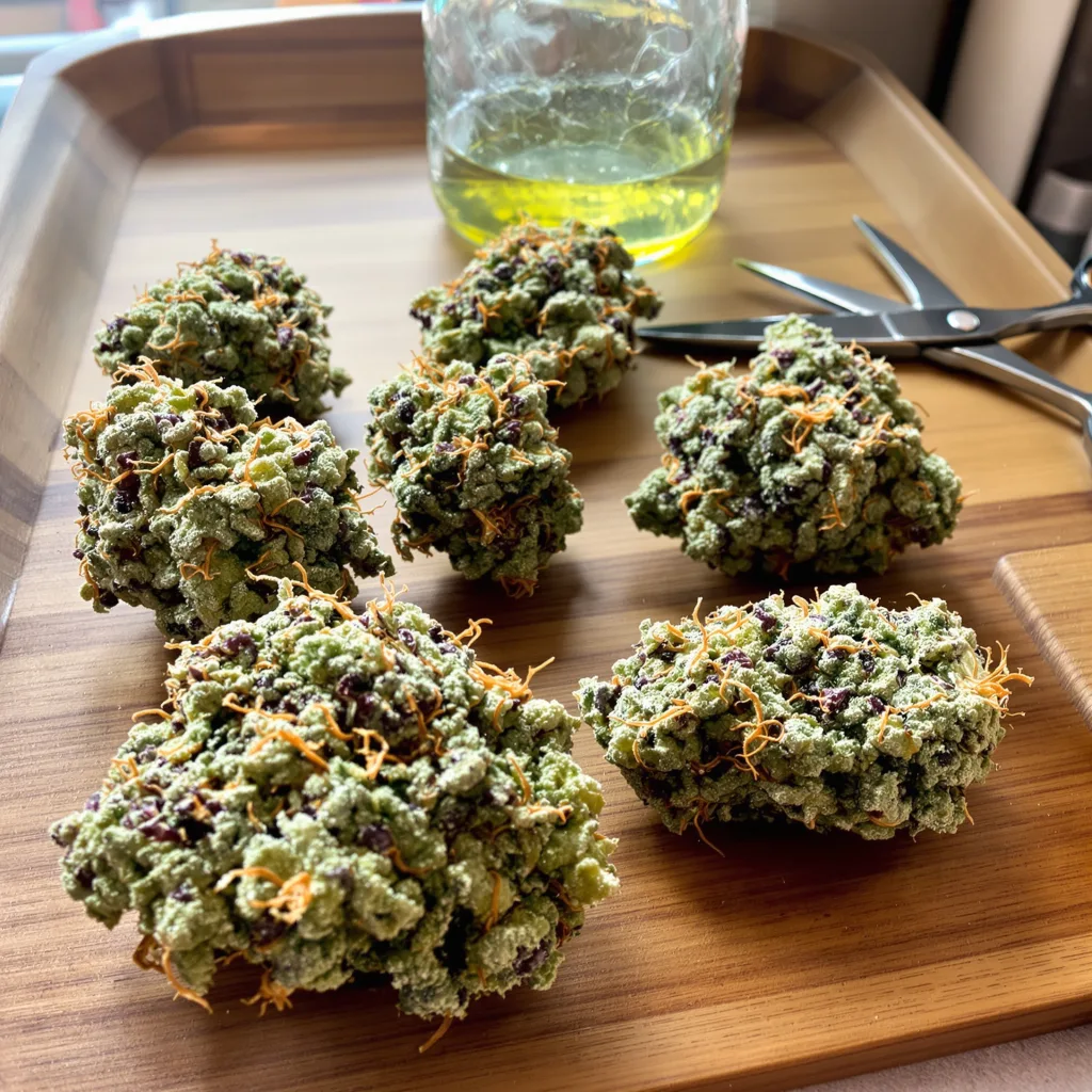 California Orange 50% indica / 50% sativa — flor con tricomas visibles