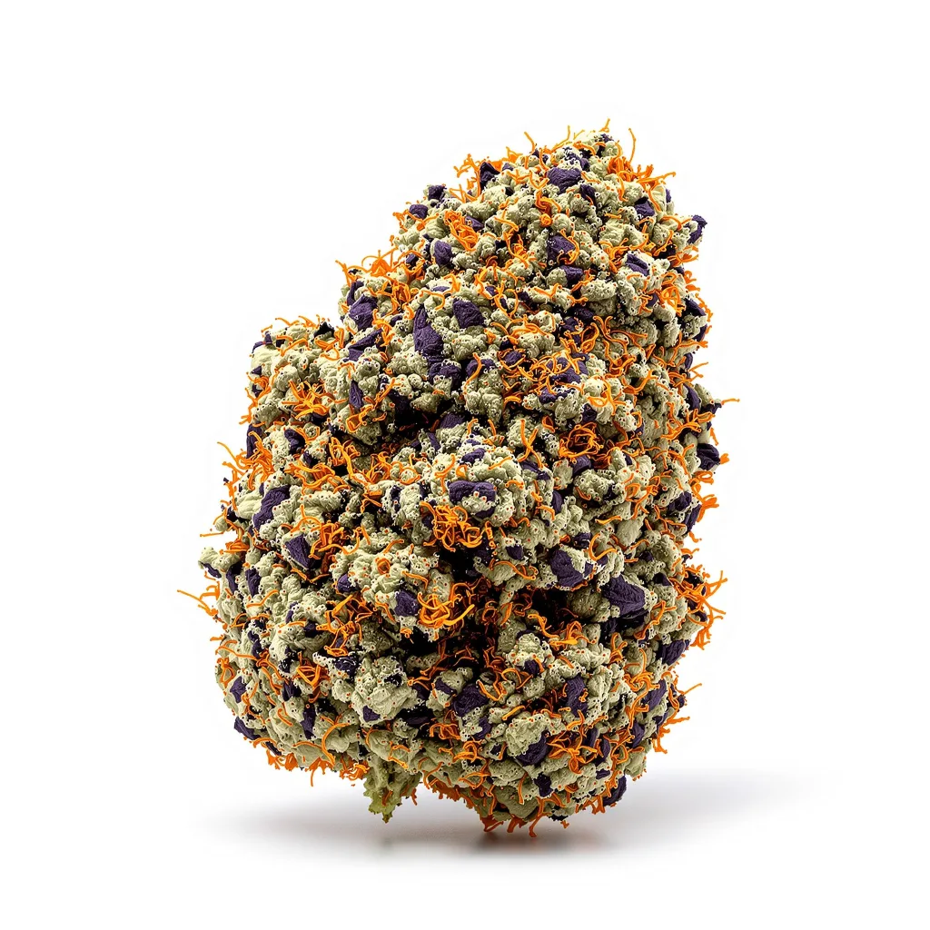 Candy Cane 88% indica / 12% sativa — flor con tricomas visibles