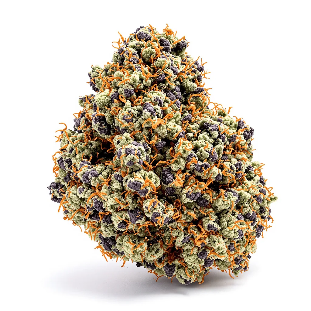 Candy Cream 66% indica / 34% sativa — flor con tricomas visibles