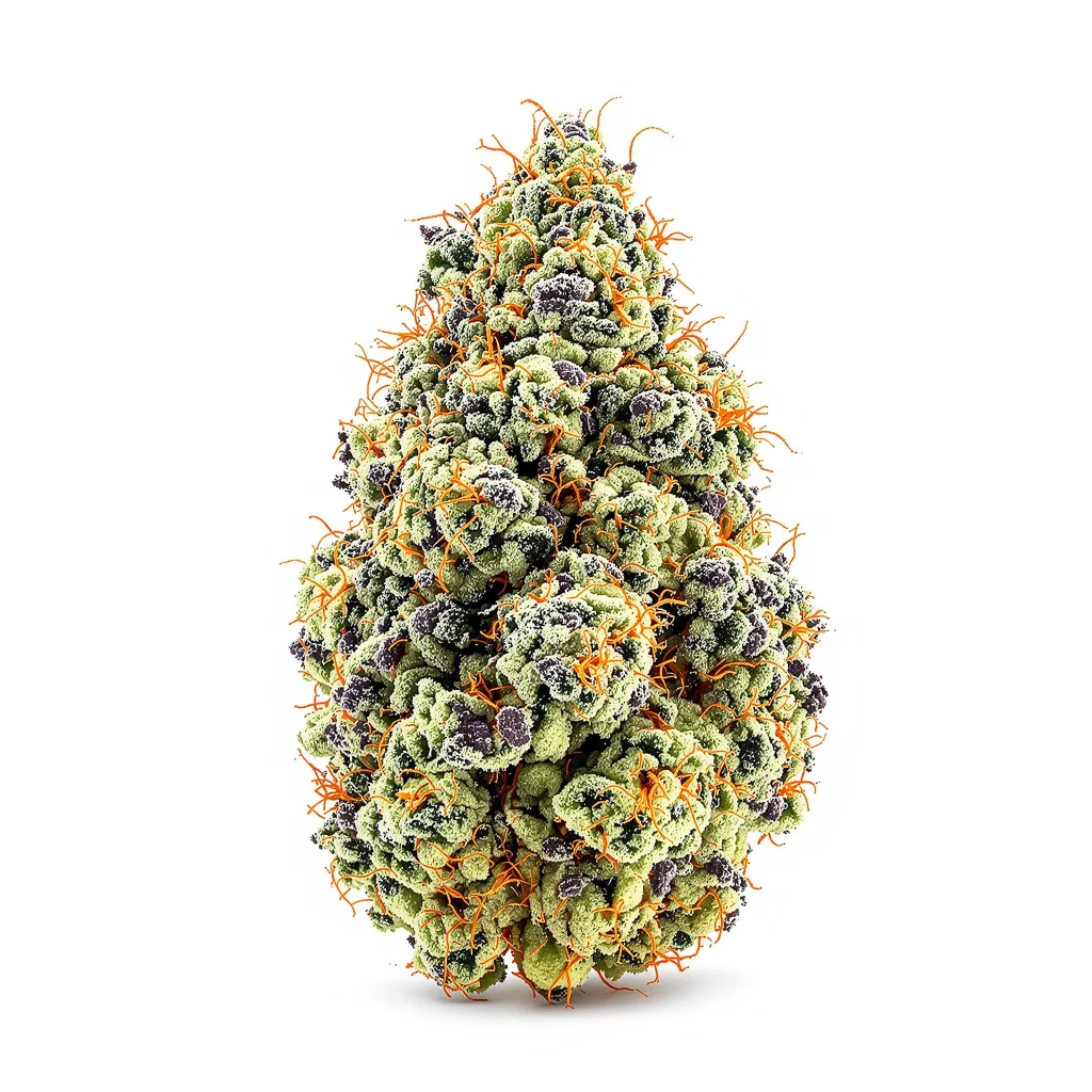 Candyland 50% indica / 50% sativa — flor con tricomas visibles