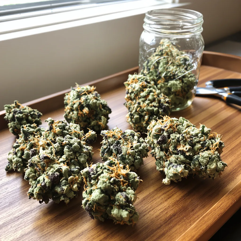 Canna-Tsu Kush 50% indica / 50% sativa — flor con tricomas visibles
