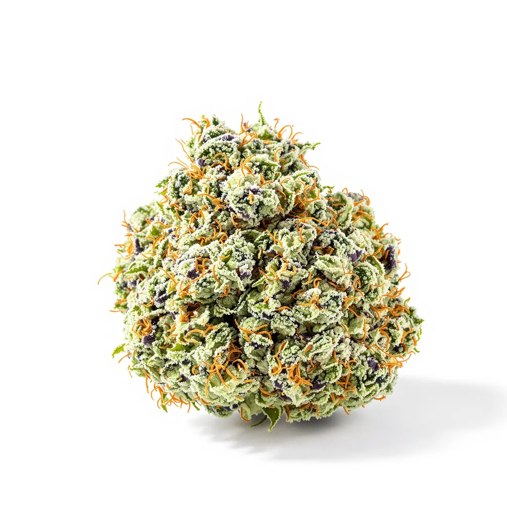 Cannalope Kush 25% indica / 65% sativa — flor con tricomas visibles