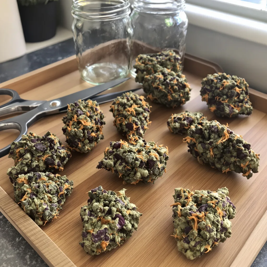 Capers 71% indica / 29% sativa — flor con tricomas visibles
