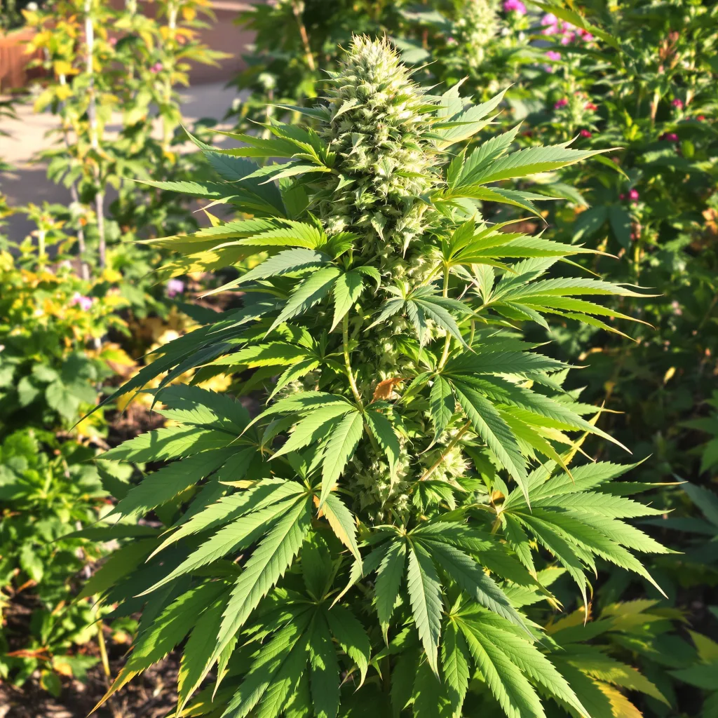 Cascadia Kush 74% indica / 26% sativa — flor con tricomas visibles