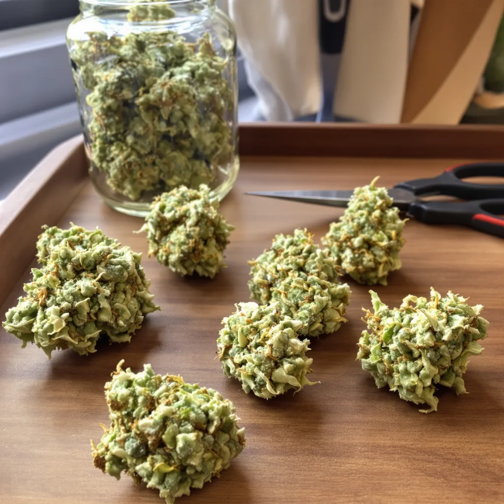 CBD ACDC 47% indica / 53% sativa — flor con tricomas visibles