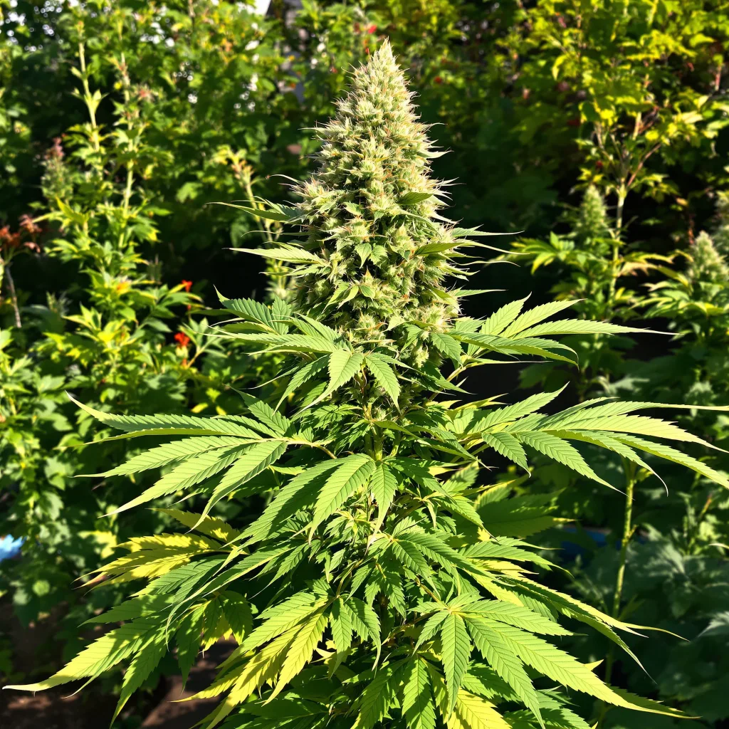 CBD Blue Shark 49% indica / 51% sativa — flor con tricomas visibles