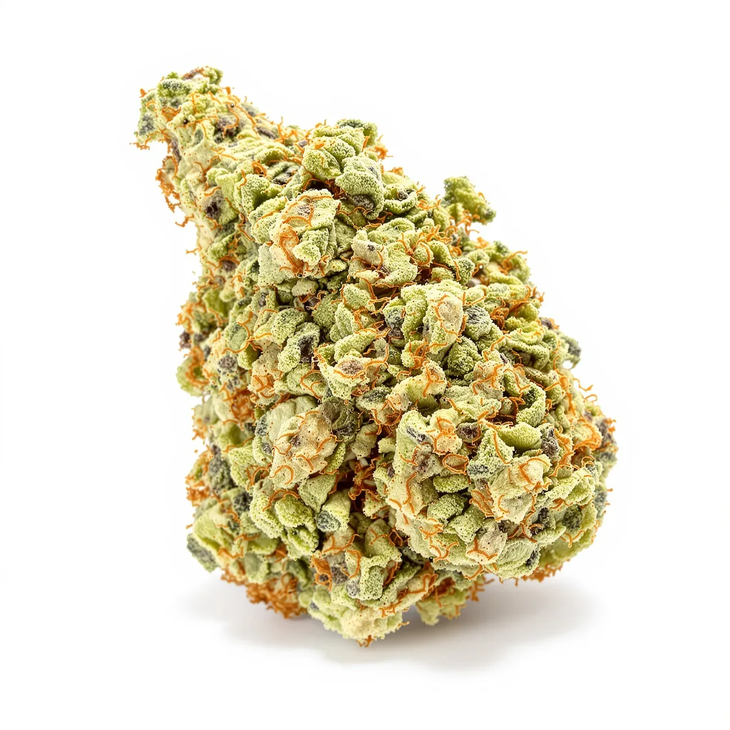 CBD Blue Shark 49% indica / 51% sativa — flor con tricomas visibles