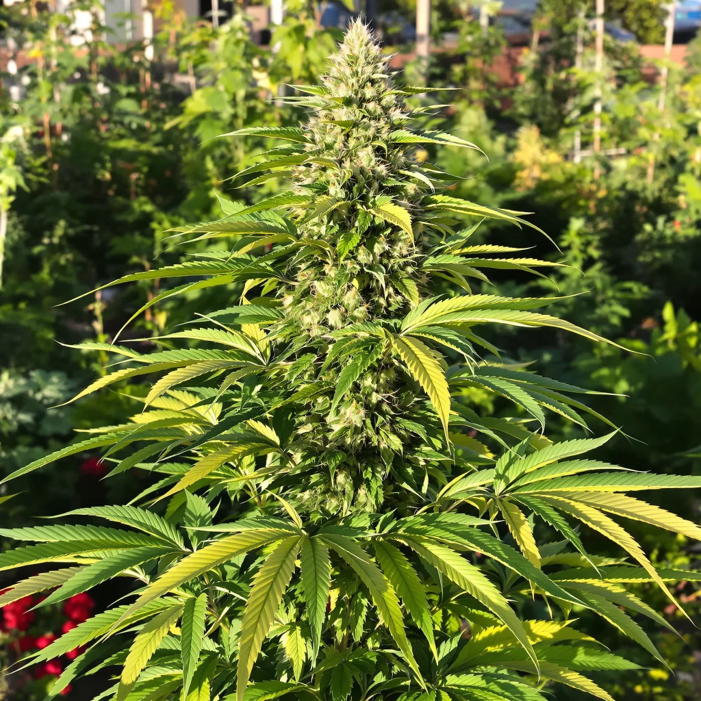 CBD Caramel 43% indica / 57% sativa — flor con tricomas visibles