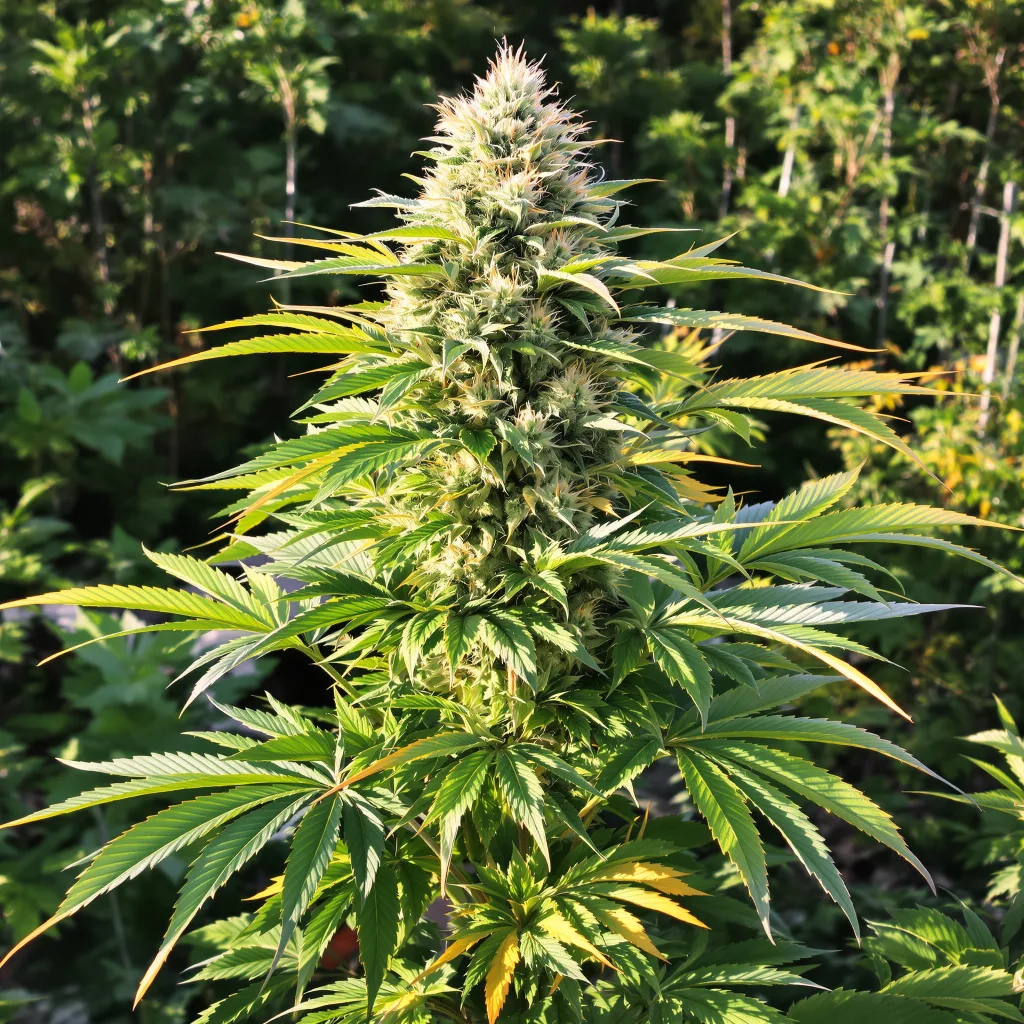 CBD Cream &amp; Cheese 40% indica / 60% sativa — flor con tricomas visibles