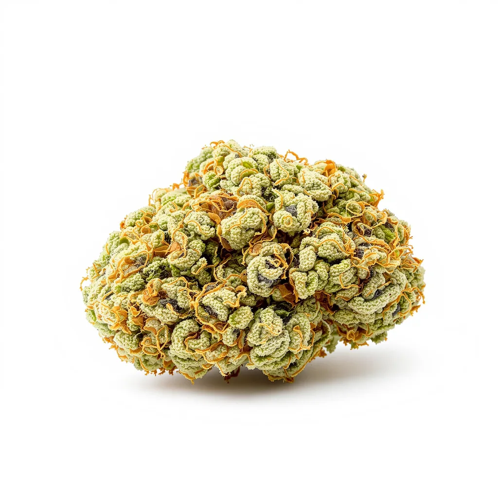 CBD Cream &amp; Cheese 40% indica / 60% sativa — flor con tricomas visibles