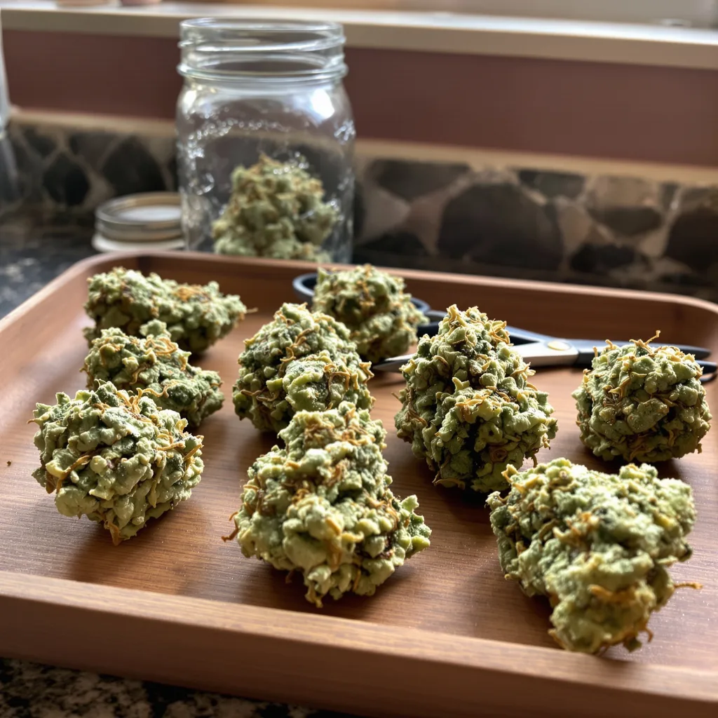 CBD Critical Cure 48% indica / 52% sativa — flor con tricomas visibles