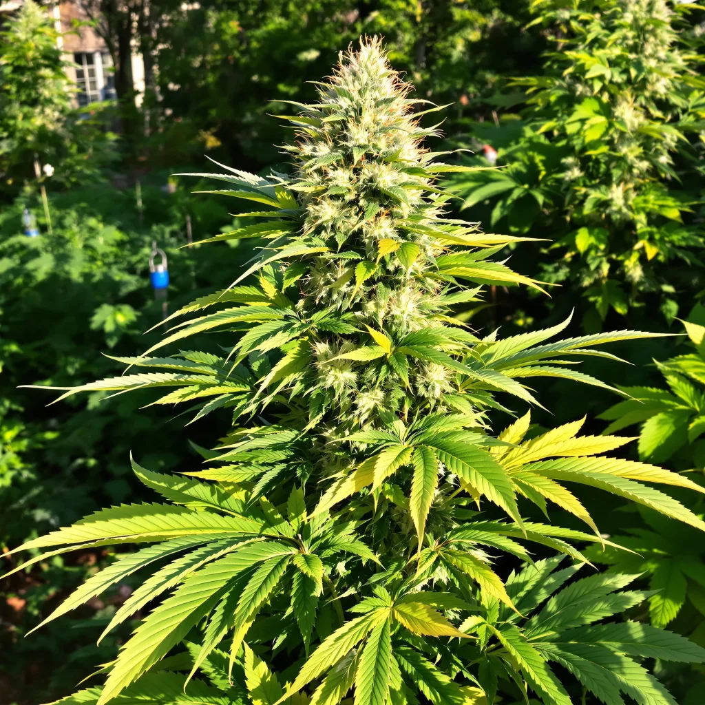 CBD Critical Mango 47% indica / 53% sativa — flor con tricomas visibles