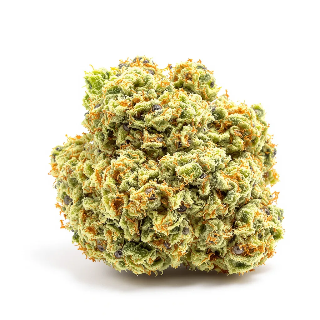 CBD Fast Eddy 42% indica / 58% sativa — flor con tricomas visibles
