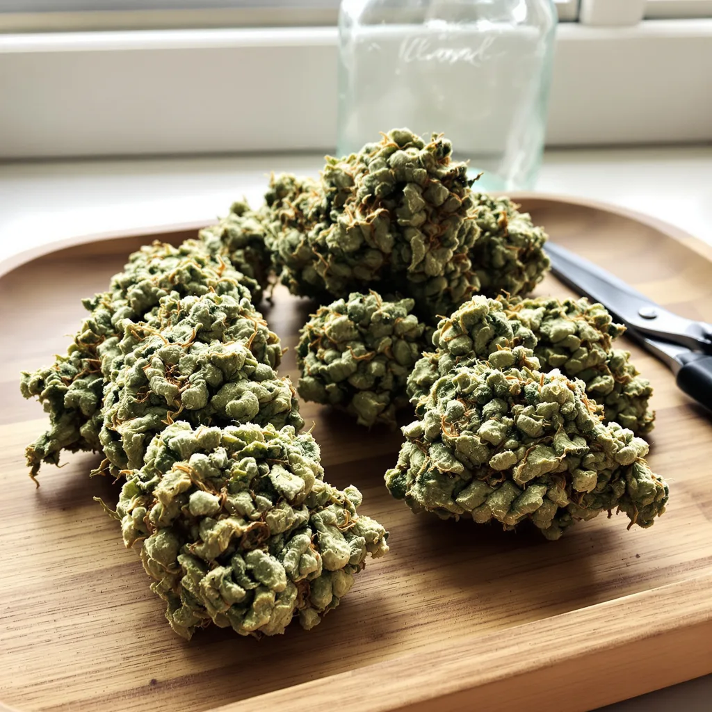 CBD Haze 40% indica / 60% sativa — flor con tricomas visibles