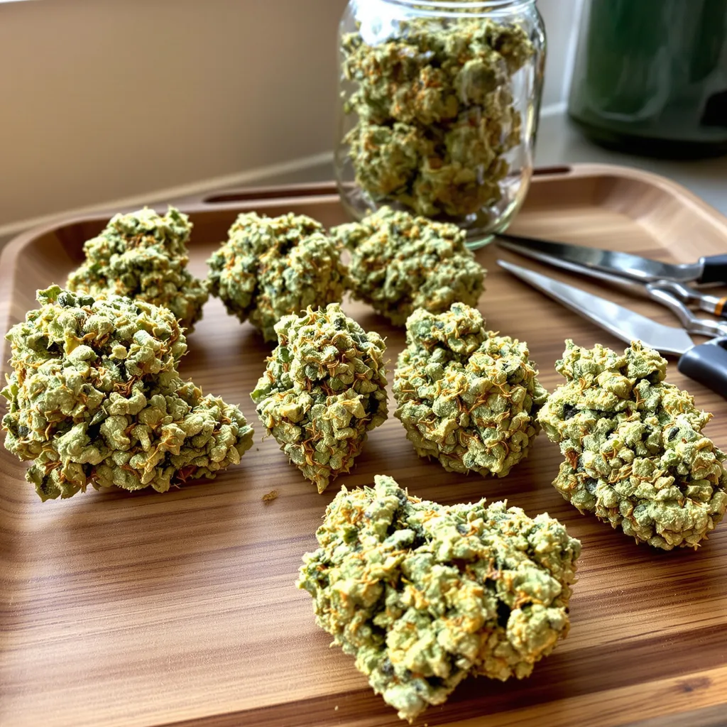 CBD Lemon Potion 44% indica / 56% sativa — flor con tricomas visibles