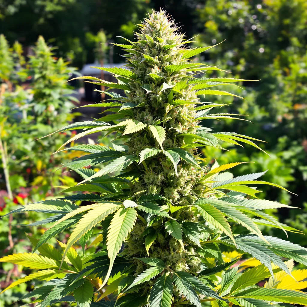 CBD Lemon Potion 44% indica / 56% sativa — flor con tricomas visibles