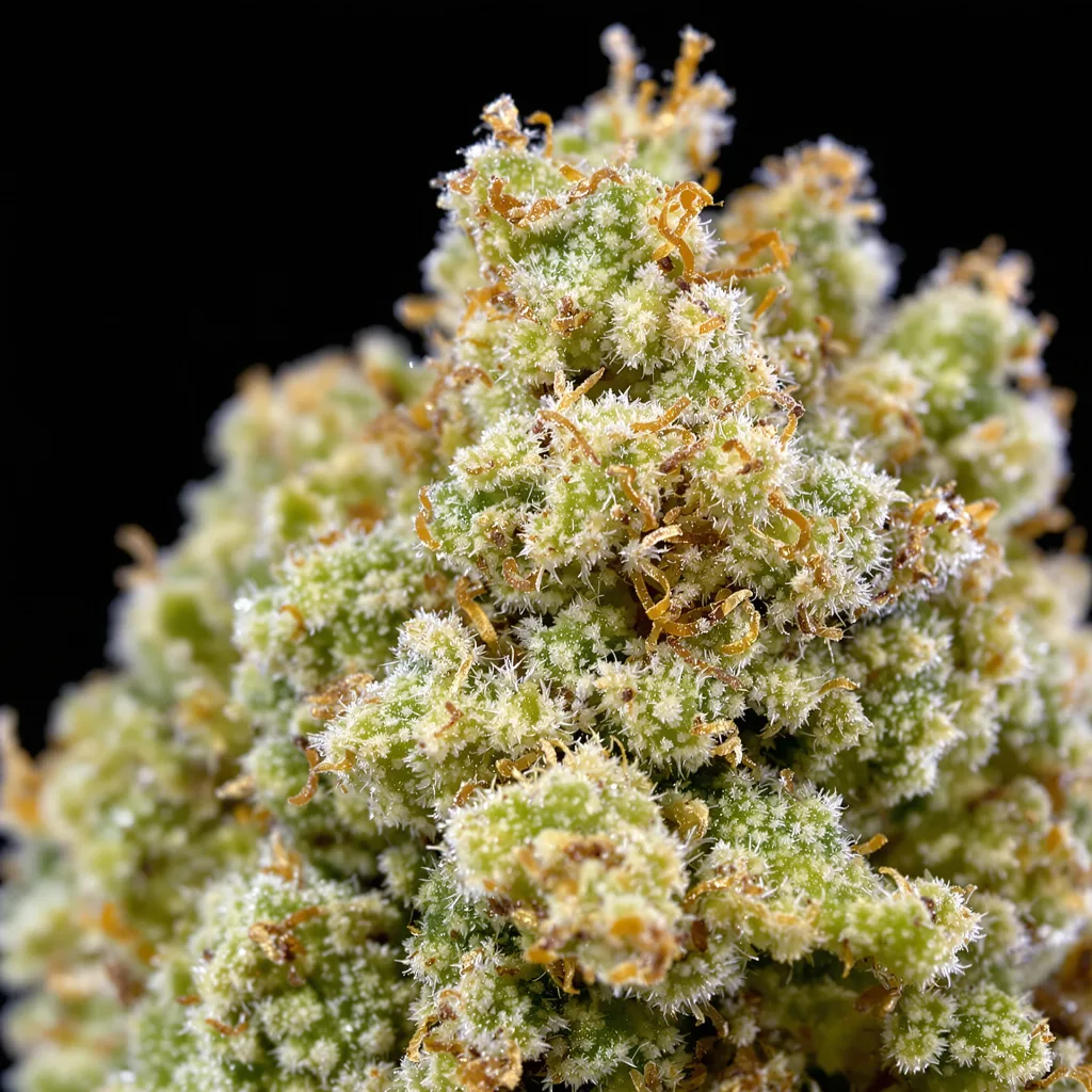 Primer plano de cogollo de cannabis CBD PH Haze mostrando flor clara con baja resina