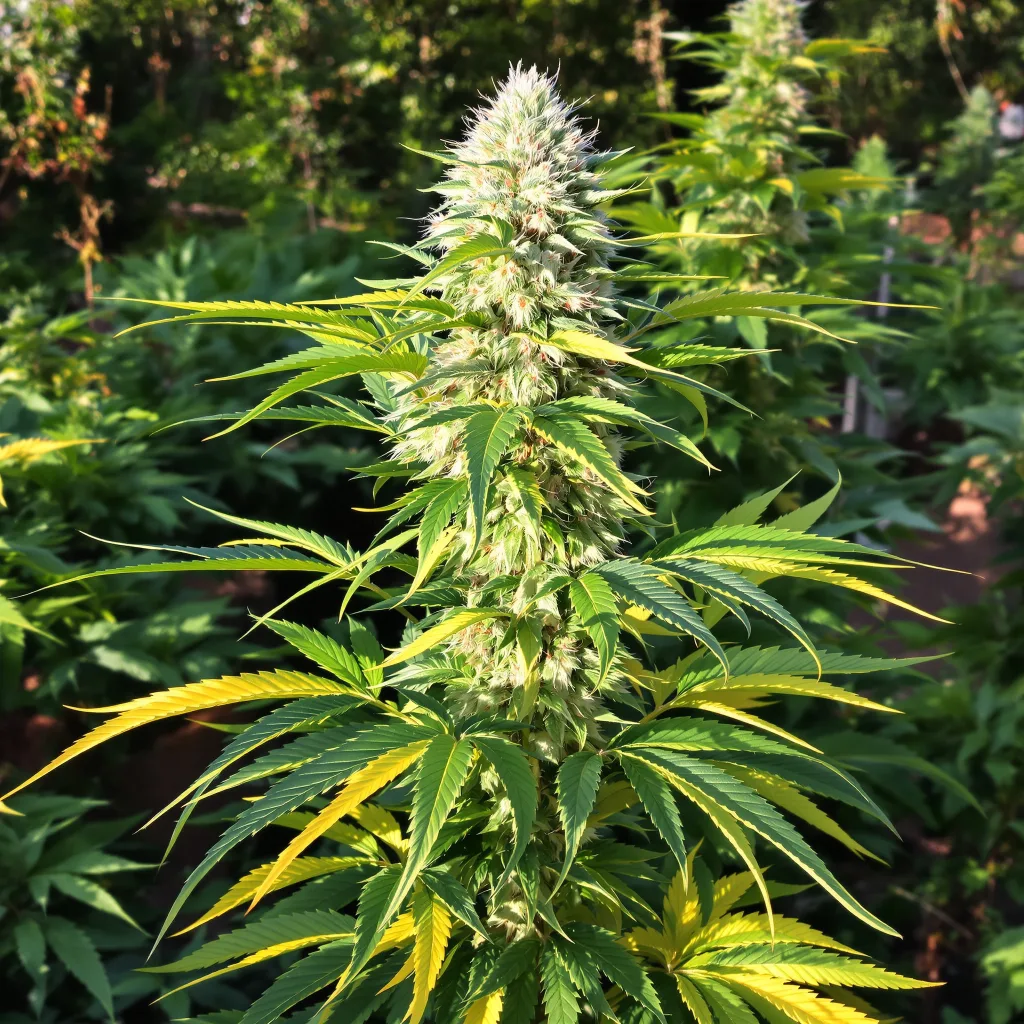 CBD PH Haze 58% indica / 42% sativa — flor con tricomas visibles