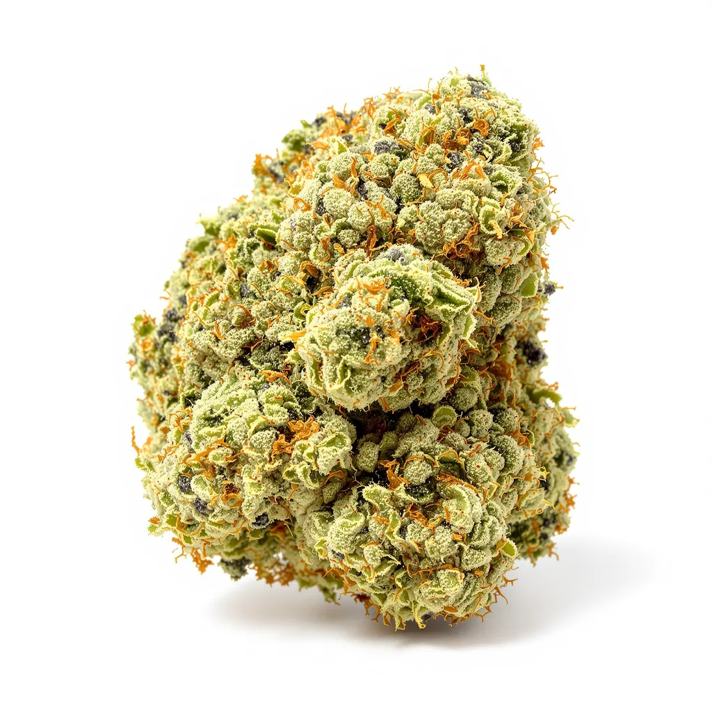 CBD PH Haze 58% indica / 42% sativa — flor con tricomas visibles