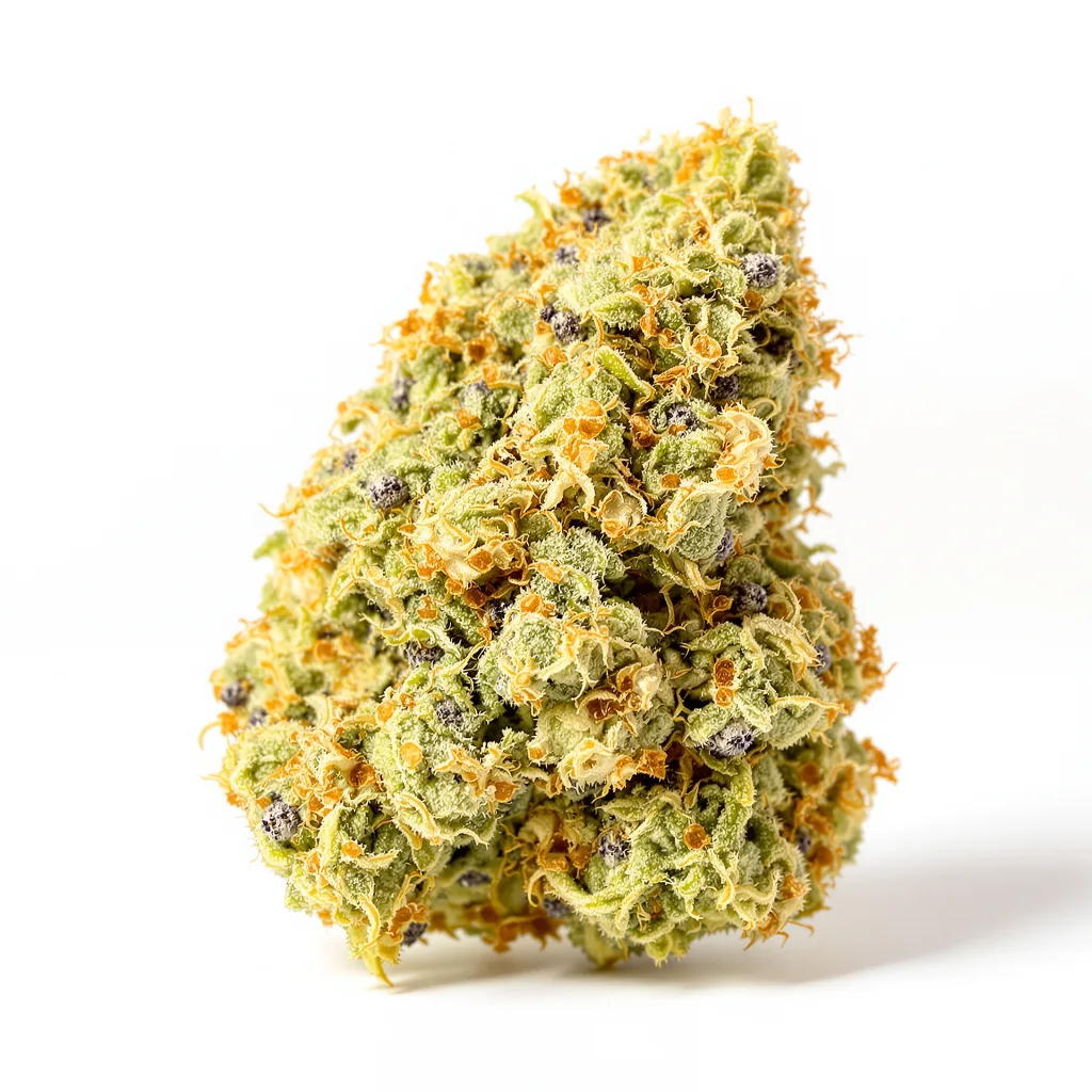 CBD Therapy 41% indica / 59% sativa — flor con tricomas visibles
