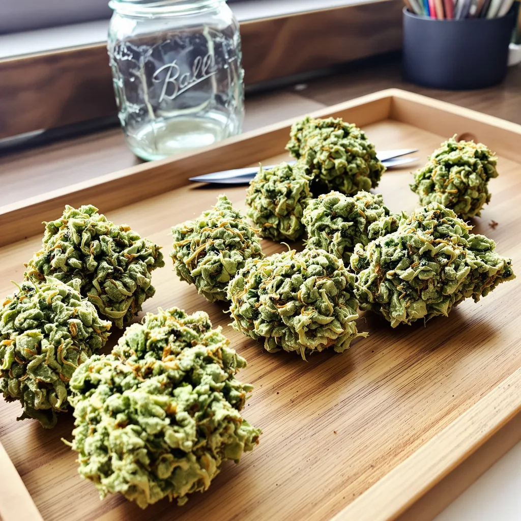 CBD Yummy 53% indica / 47% sativa — flor con tricomas visibles