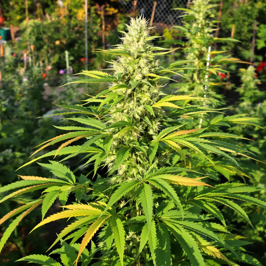 CBD Yummy 53% indica / 47% sativa — flor con tricomas visibles