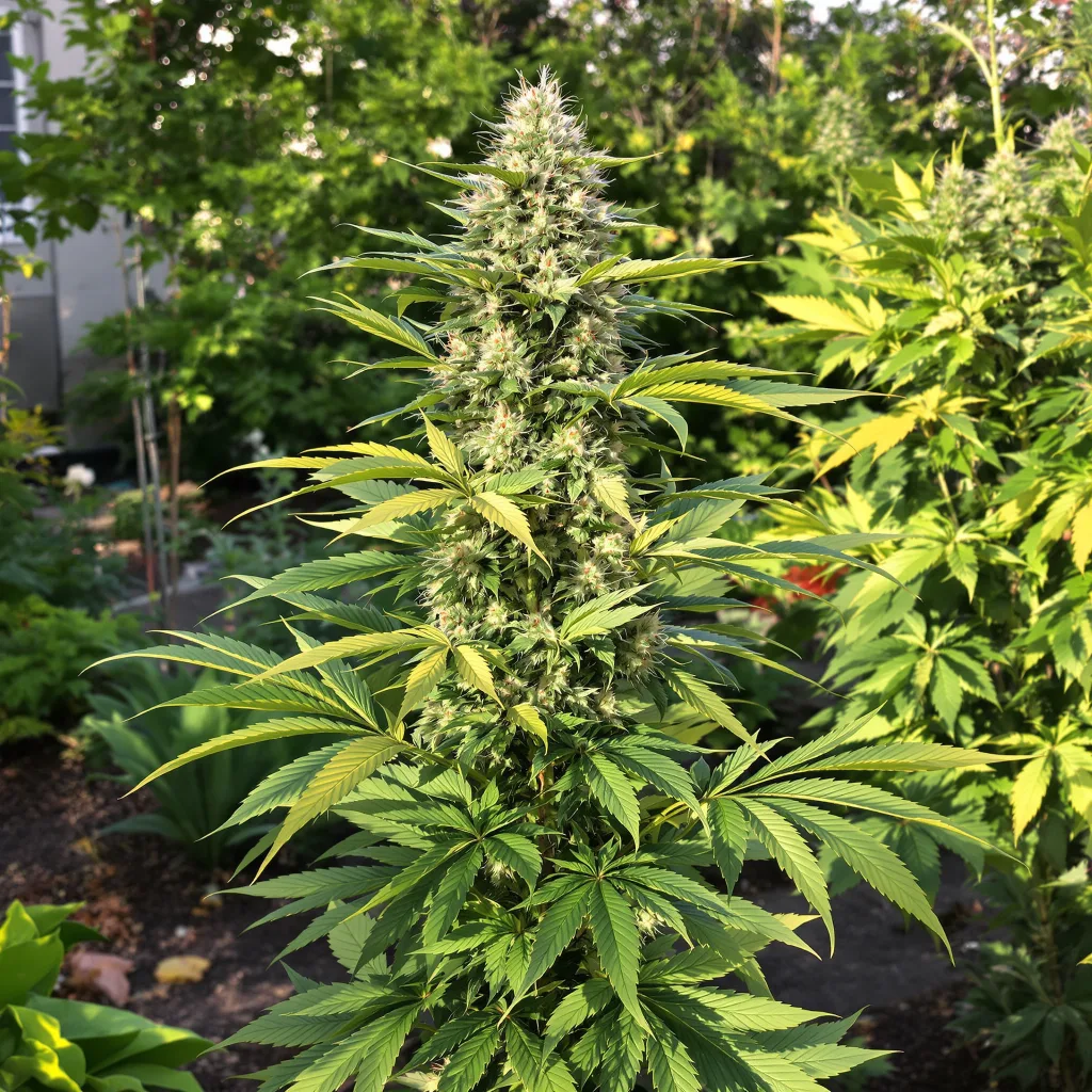 Champagne Kush 50% indica / 50% sativa — flor con tricomas visibles