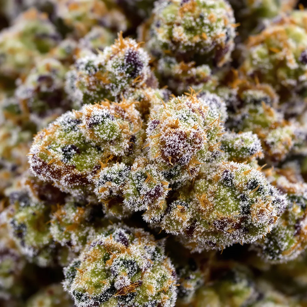 Primer plano de cogollo de cannabis Cheese mostrando cogollos densos verde bosque