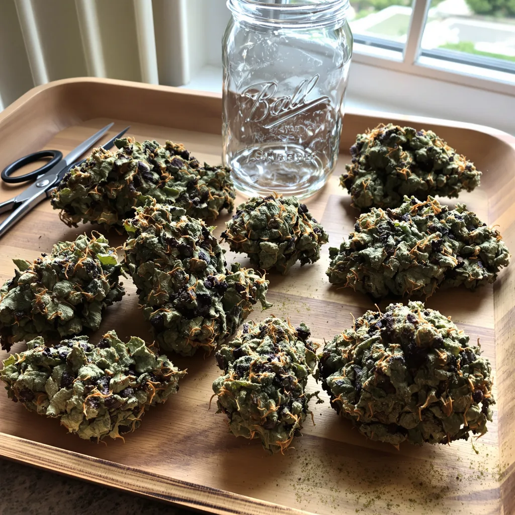 Cheese Quake 69% indica / 31% sativa — flor con tricomas visibles
