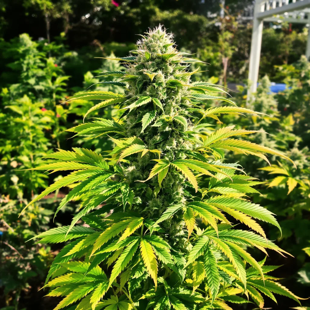 Cheese Quake 69% indica / 31% sativa — flor con tricomas visibles