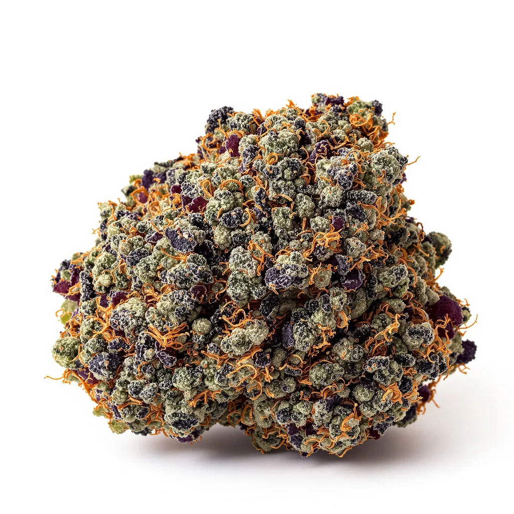 Cheese Quake 69% indica / 31% sativa — flor con tricomas visibles