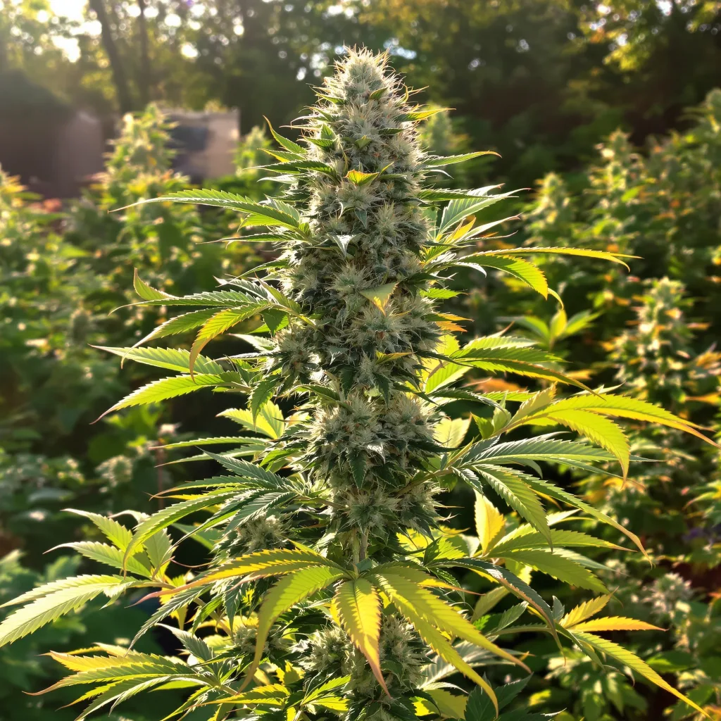 Cheetah Piss 41% indica / 59% sativa — flor con tricomas visibles