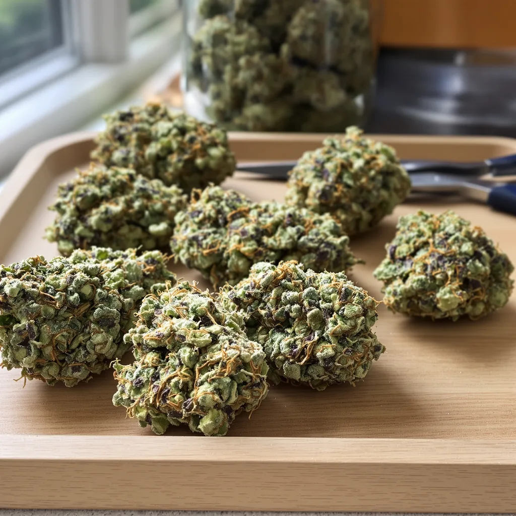 Chem D.O.G. 55% indica / 45% sativa — flor con tricomas visibles