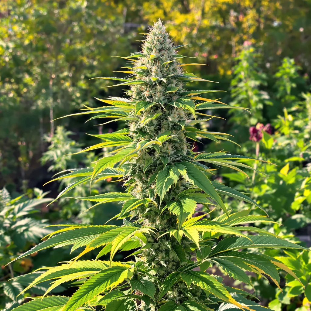 Chem D.O.G. 55% indica / 45% sativa — flor con tricomas visibles