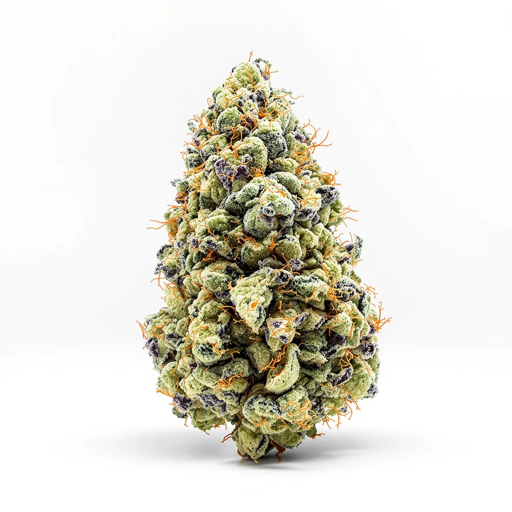 Chem D.O.G. 55% indica / 45% sativa — flor con tricomas visibles