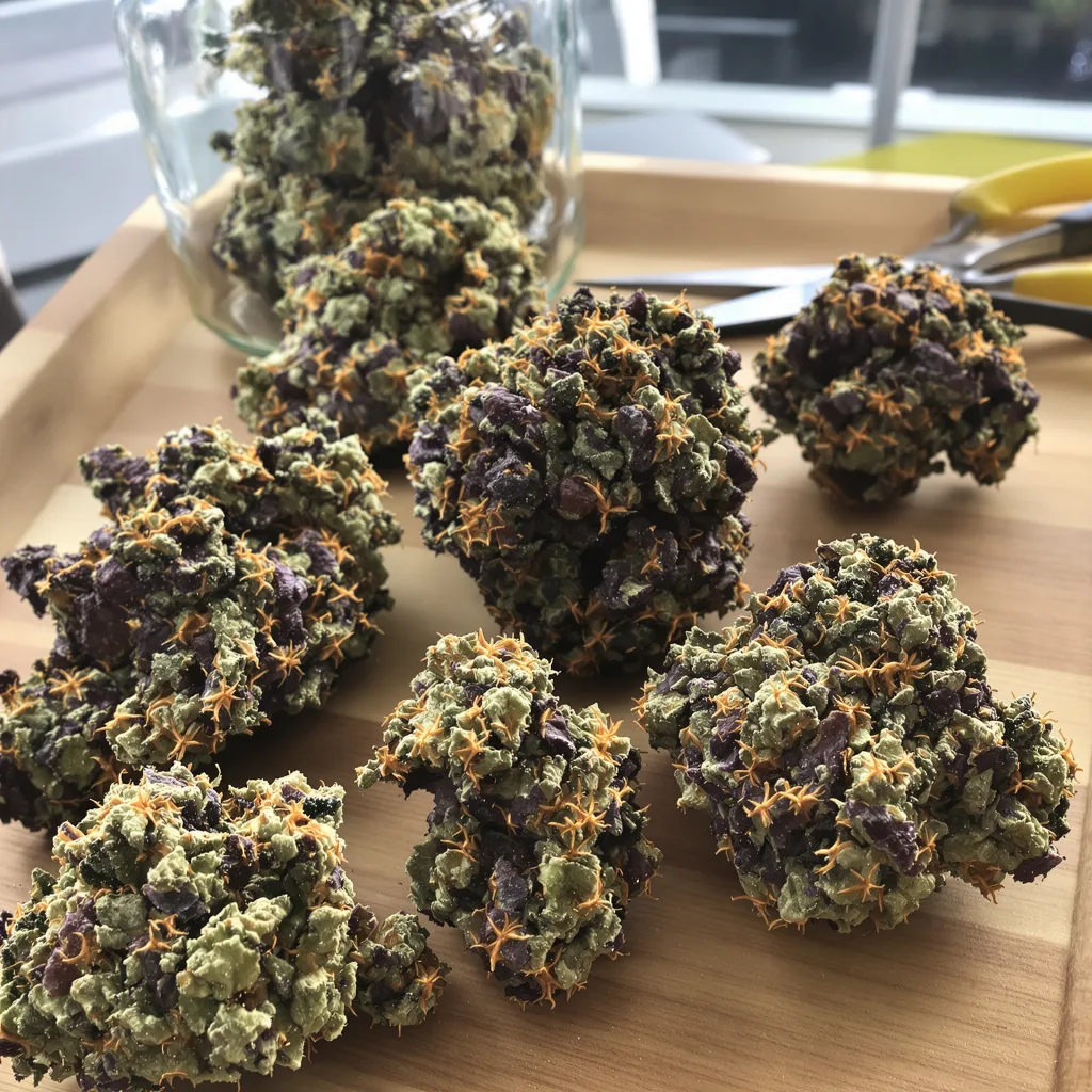 Chem Scout 86% indica / 14% sativa — flor con tricomas visibles