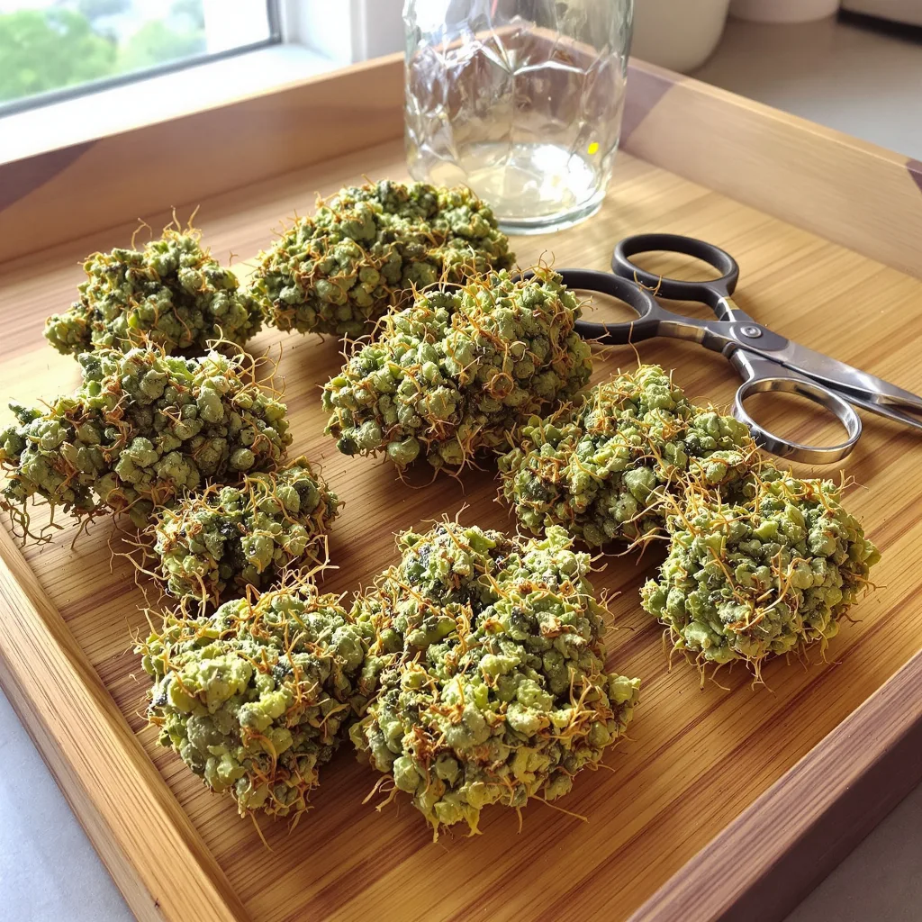 Chem Valley Kush 23% indica / 77% sativa — flor con tricomas visibles