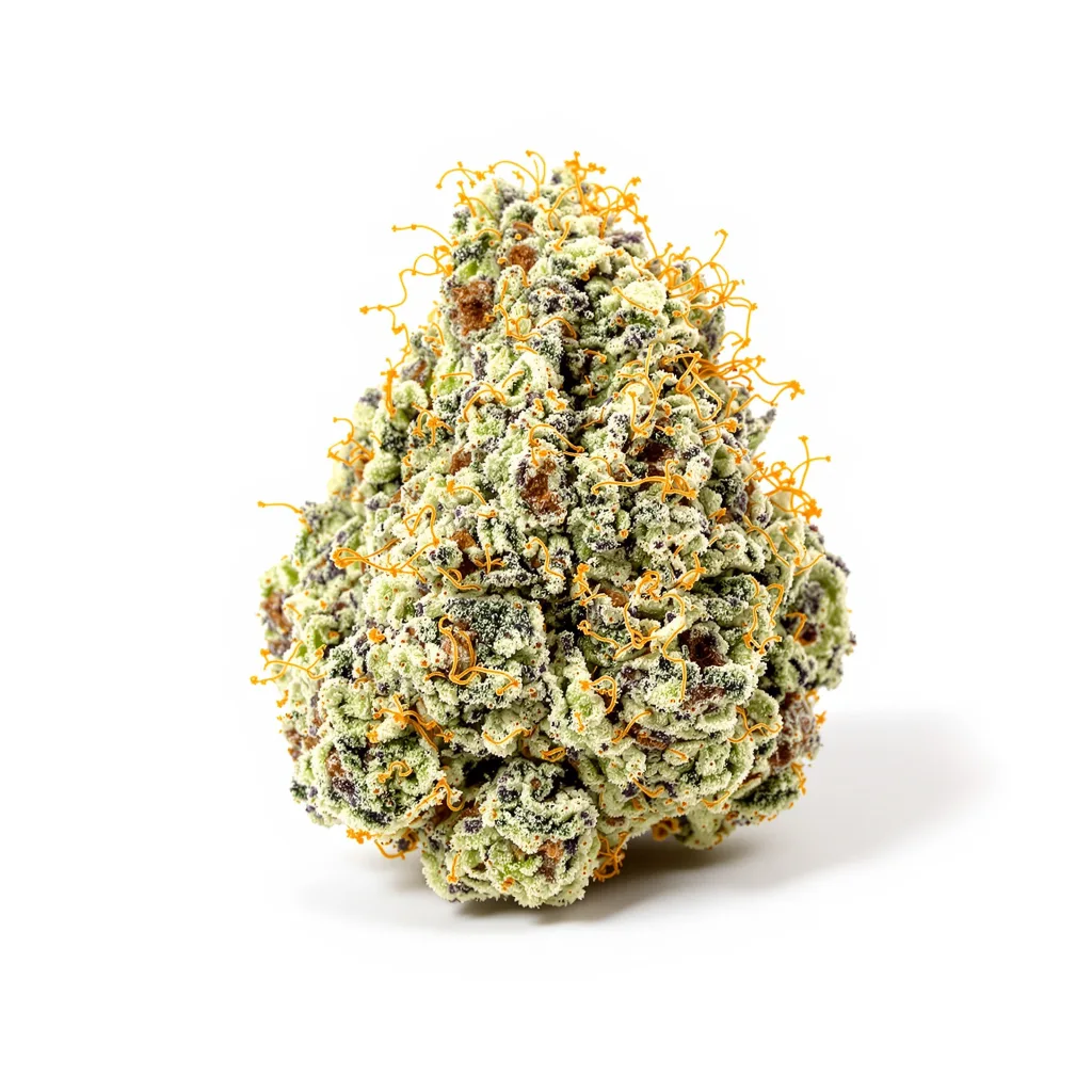 Chemdawg 91 38% indica / 62% sativa — flor con tricomas visibles