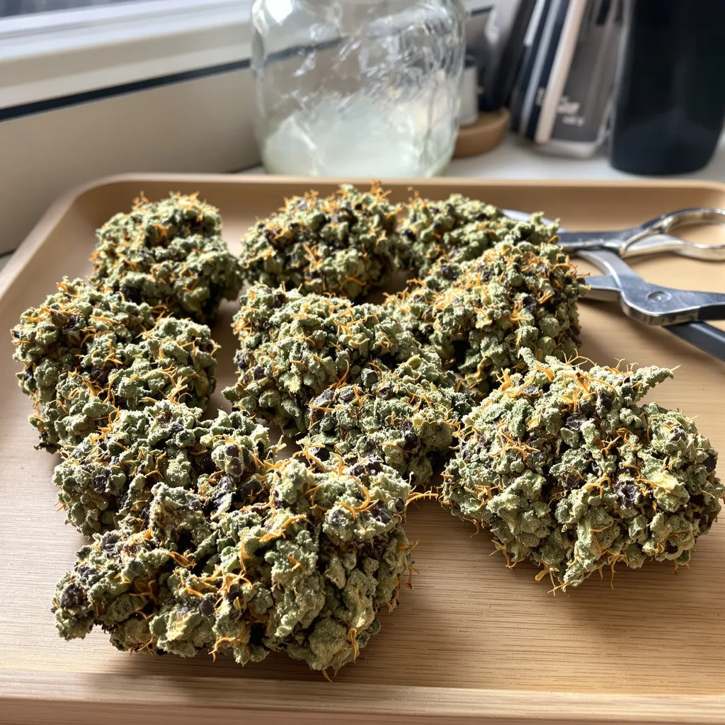 Chemdawg Sour Diesel 40% indica / 60% sativa — flor con tricomas visibles
