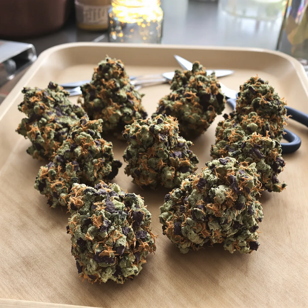 Chemdog #4 72% indica / 28% sativa — flor con tricomas visibles